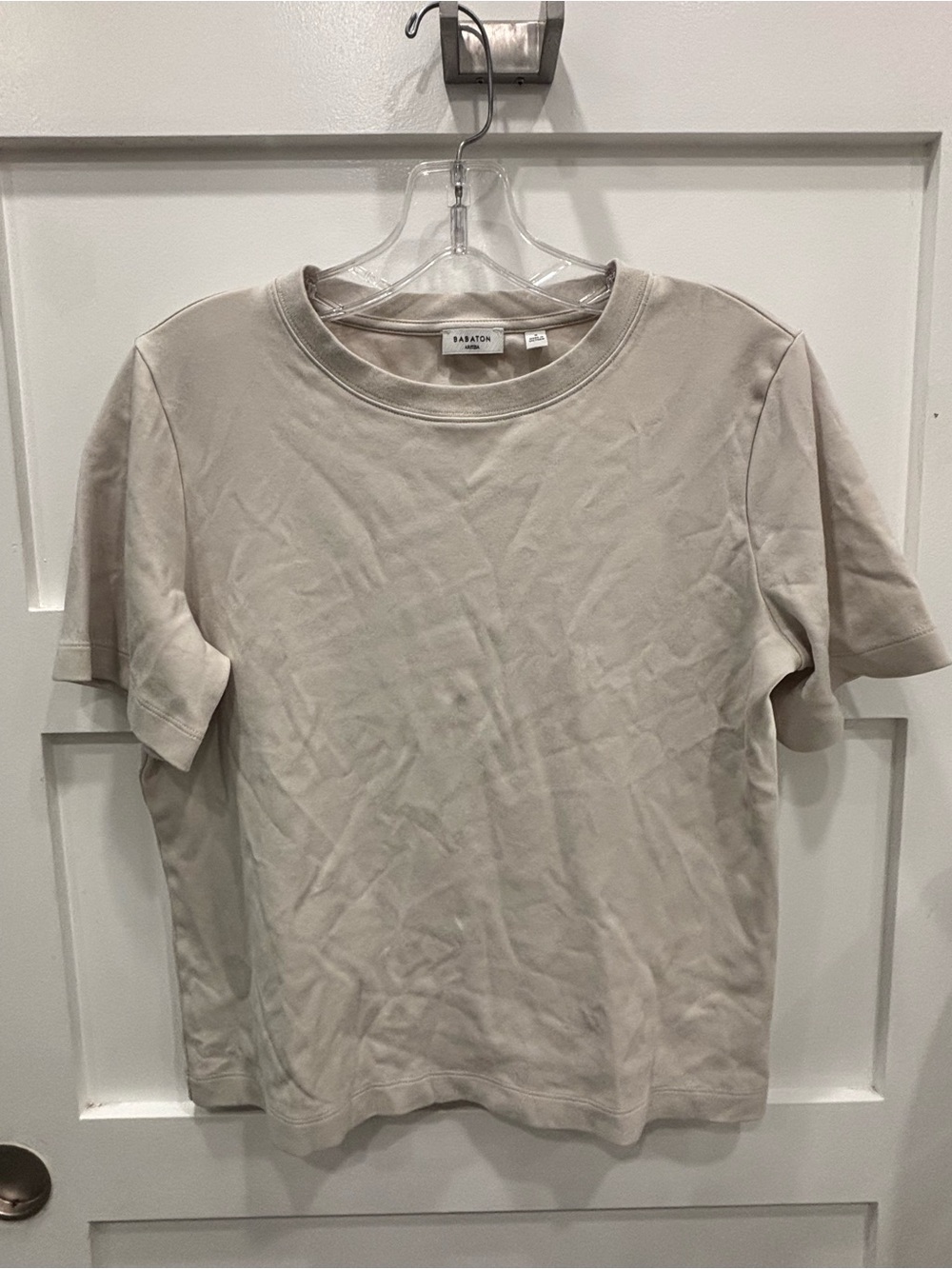 Babaton Short Sleeve Crewneck Tee in Light Taupe